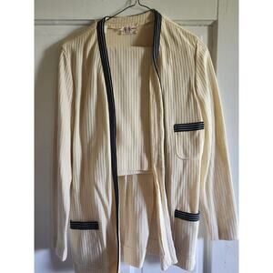 R&K Knits vintage skirt and Jacket off white with blue trim size 18 1950's-1960